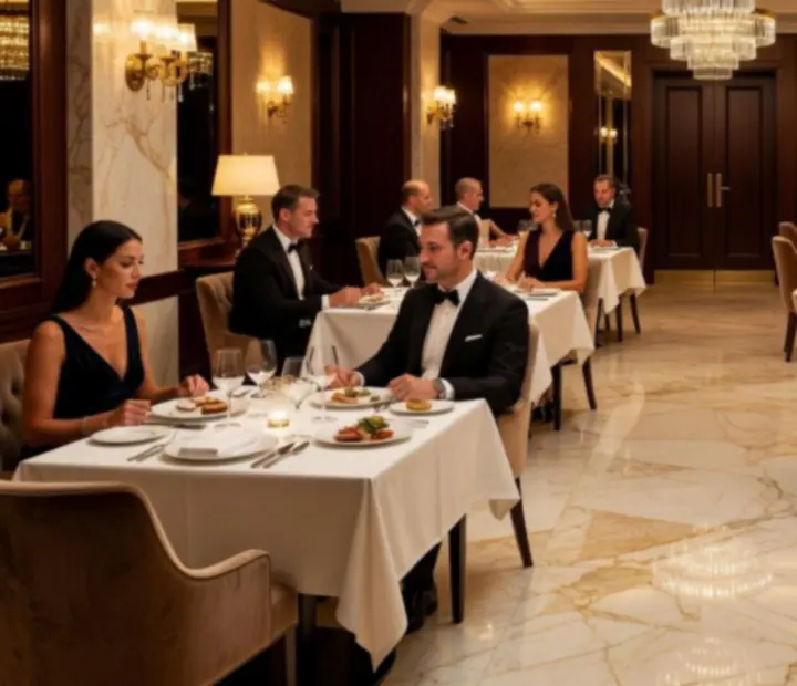 Cinematic záber na casino inšpirovaný lounge a modernú reštauráciu MajesticVenuue